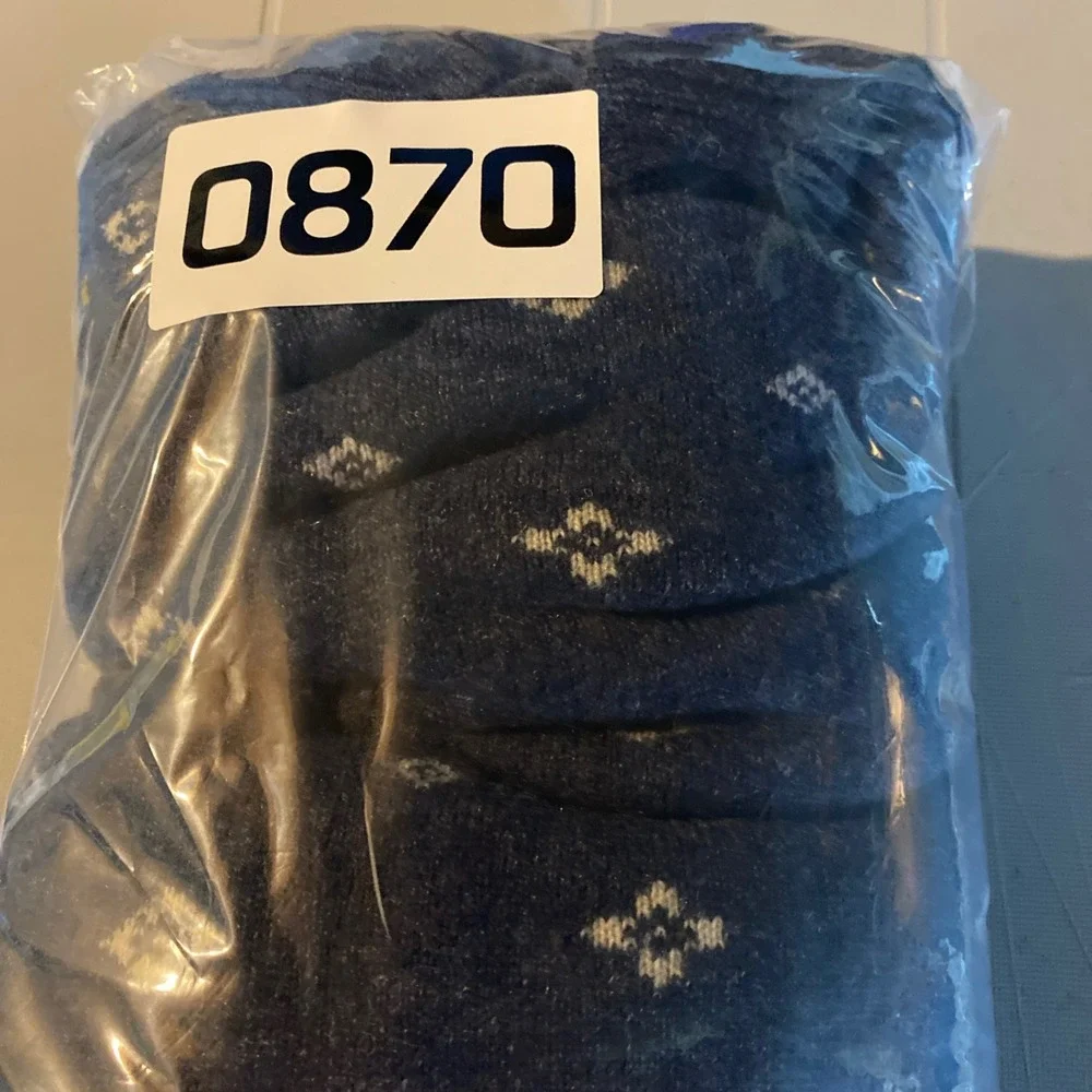 Jos. A. Bank Sweater Mens XXL Blue Lambswool Quarter 1/4 Zip Diamond Geometric